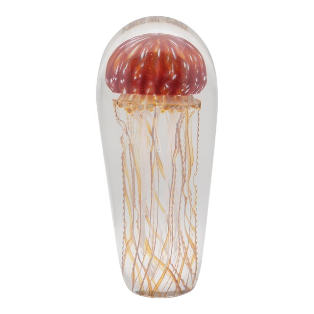 Golden Barberry Glass Jellyfish Sculpture For Sale