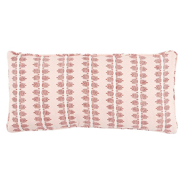Traditional Schumacher Alva Hand Block Print Lumbar Pillow in Blush For Sale - Image 3 of 3