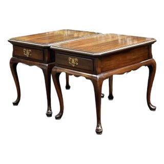 Late 20th Century Harden Cherry Queen Anne End Tables - A Pair For Sale