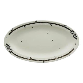 1980s Modern Emilia Castillo Taxco Silver Bamboo Porcelain Oval Platter For Sale