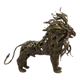 Pal Kepenyes Lion Steel and Bronze Sculpture For Sale