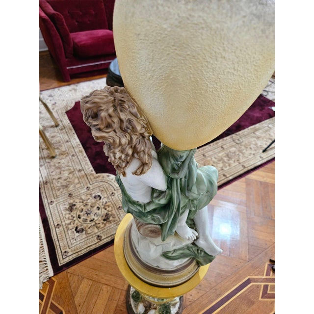 Sienna 1950s Spectacular Large Chalkware Figurine With Vase on Pedestal. For Sale - Image 8 of 11