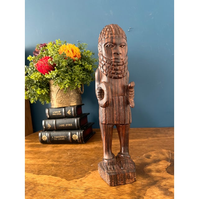 Sculptural African Kuba Hand-Carved Mahogany Figure on Base, Mid-20th Century For Sale In New York - Image 6 of 17
