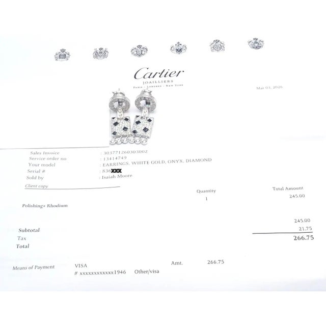 1990s Pair of Cartier Black Onyx Diamond Gold Panthere Panther Earrings For Sale - Image 9 of 13