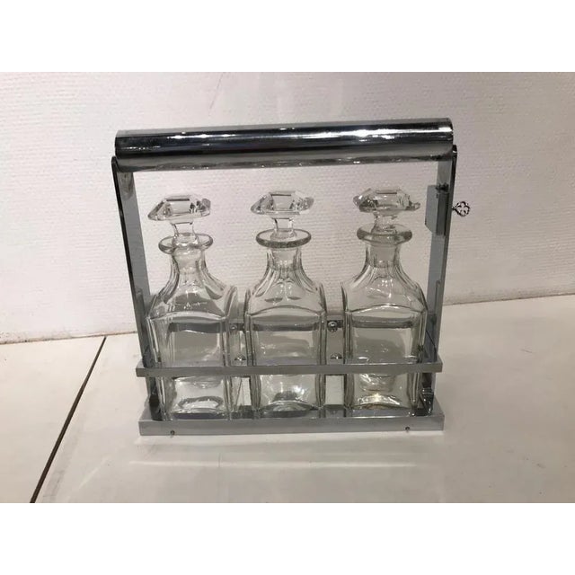 Crystal Liquor Bottle Set by Jacques Adnet for Baccarat, Set of 4 For Sale - Image 6 of 13