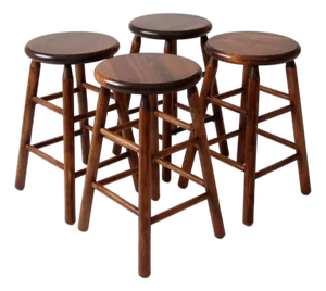 Vintage Wood Farmhouse Stools Set of 4