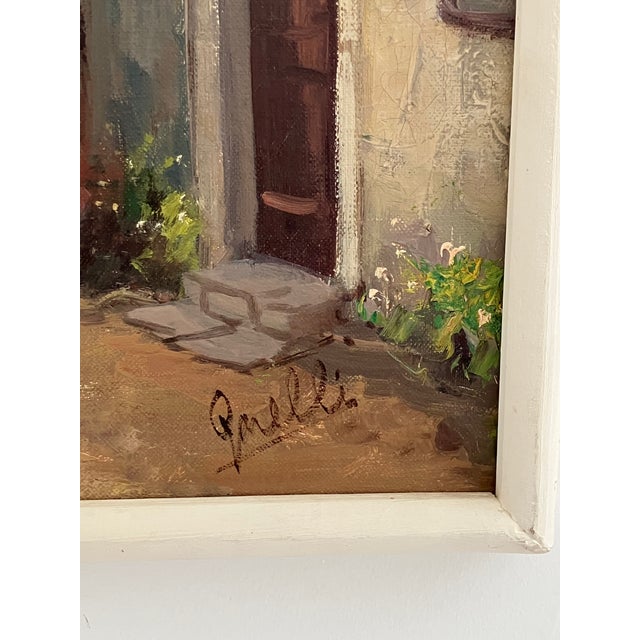 Mediterranean Italian Coastal Village Oil Painting, Attributed to Garelli, Mid-Century For Sale - Image 3 of 11