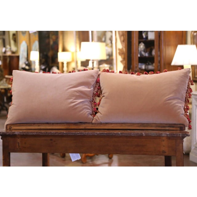 Pink Pair of French Aubusson Floral Tapestry Pillows With Tassel Trim For Sale - Image 8 of 8