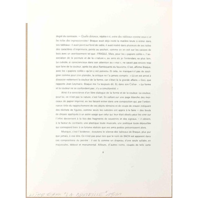 La Bouteille is a lithograph after a graphic work first realized by Georges Braque in 1911. Good conditions. This print is...