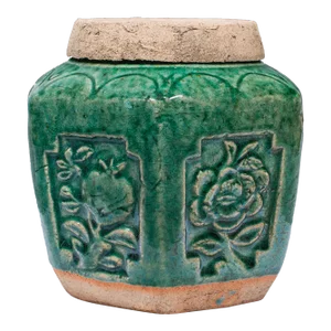 1880s Antique Victorian Japanese Earthenware Hexagonal Spice Jar