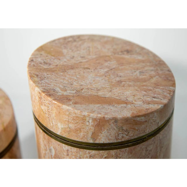 Maitland - Smith Maitland Smith Vintage Tessellated Stone Travertine Boxes 1970's Set of Two For Sale - Image 4 of 10
