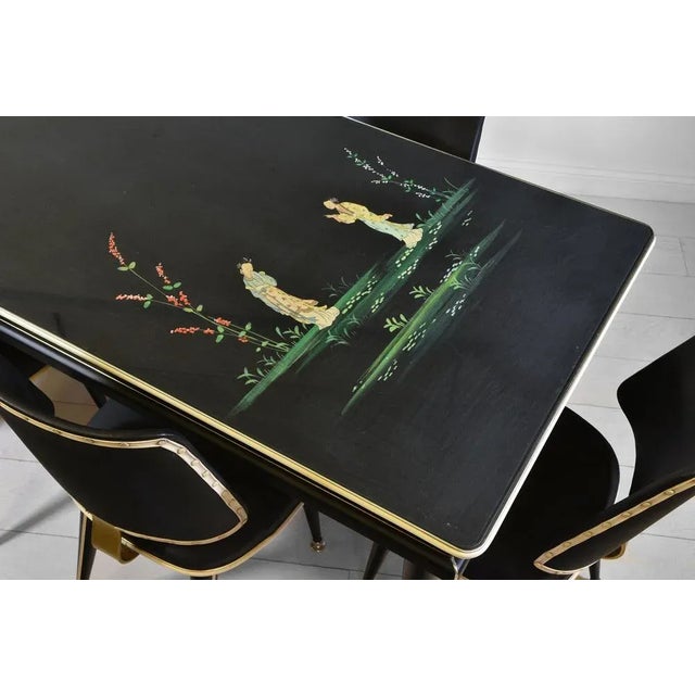 1960s Mid-Century Chinoiserie Dining Table & Six Chairs by Umberto Mascagni, Set of 7 For Sale - Image 5 of 18