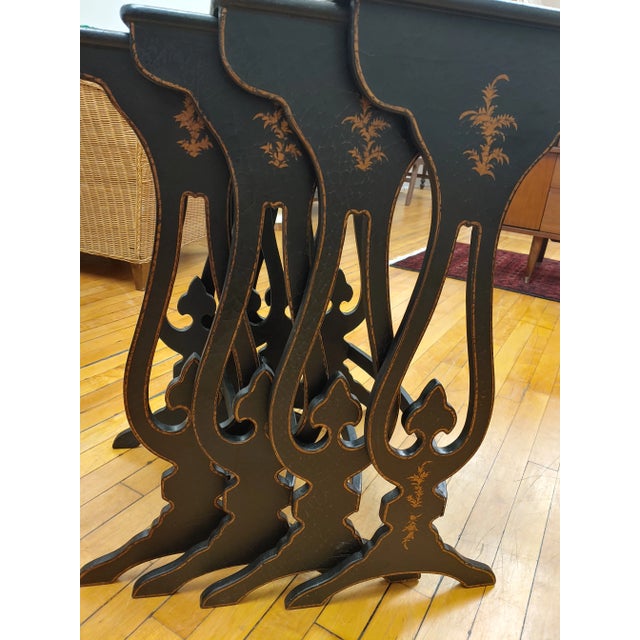 Chinoiserie Early 2000s Chinese Black Matte Crackle Nesting Tables for Stickley- Set of 4 For Sale - Image 3 of 7