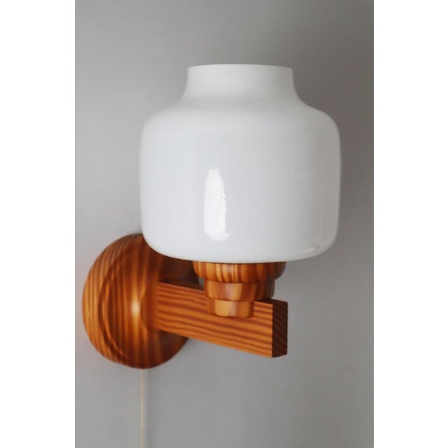 Scandinavian Wooden Wall Lamp with Onion-Shaped Lampshade, Sweden, 1970s For Sale - Image 9 of 14