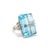 Vintage Ladies 18k White Gold 41.38ct Aquamarine Six Diamond Cocktail Ring Size 5 For Sale - Image 4 of 7