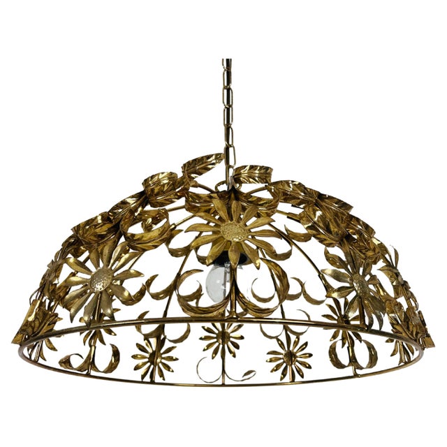 Florentine Flower Shape Pendant Lamp Attributed to Banci Firenze, 1970s For Sale - Image 11 of 11