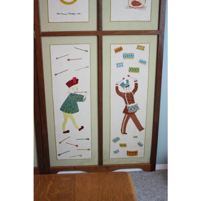 12 Days of Christmas Standing Floor Screen Handcrafted Vintage 1960s For Sale - Image 10 of 13