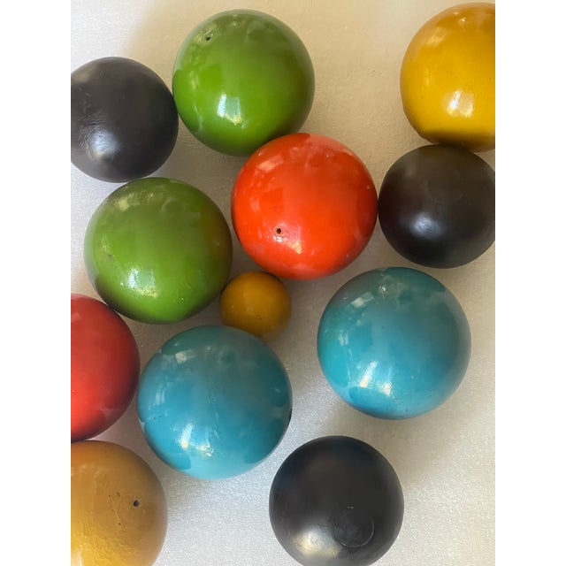 Dozen Mid 20 Th C Polychrome Wood Carpet Balls For Sale - Image 4 of 5
