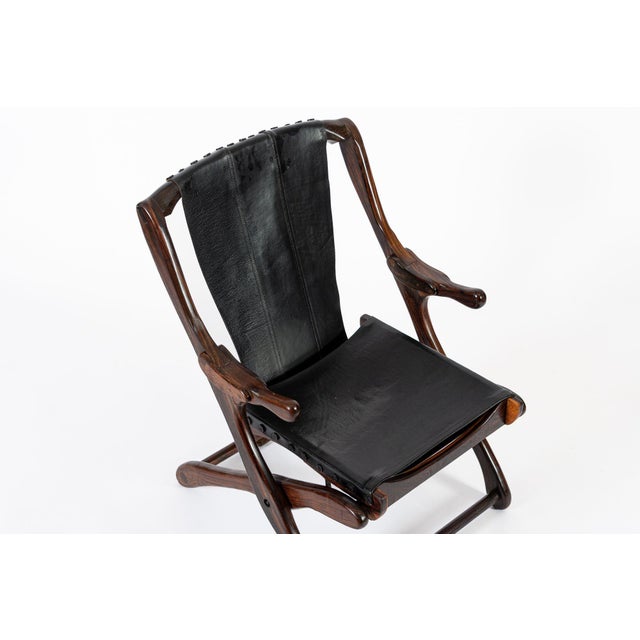 Black Mid Century Rosewood & Black Leather Folding Lounge Chair by Don Shoemaker For Sale - Image 8 of 14