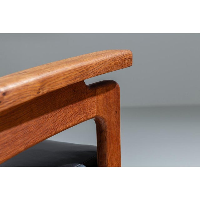 Belgian Lounge Chairs in Oak with Leather Cushions, 1960s, Set of 2 For Sale - Image 15 of 17