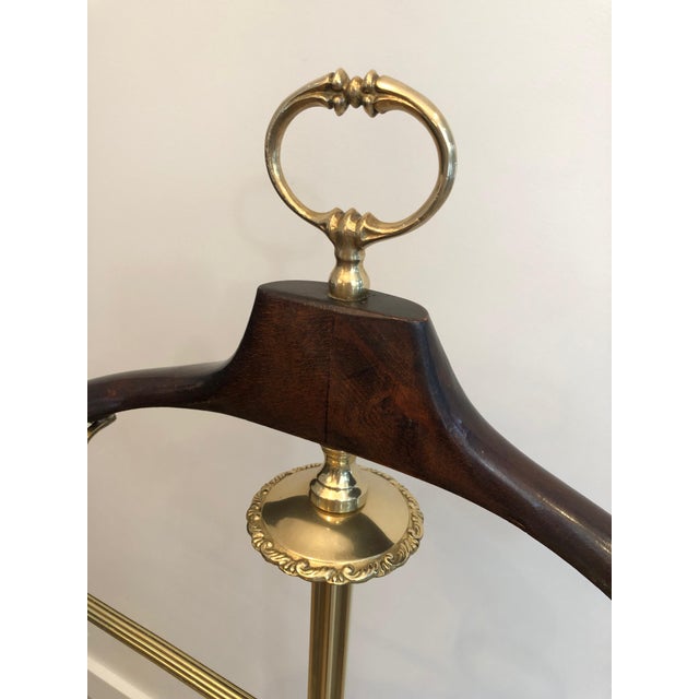 1940s Neoclassical Style Brass and Wood Valet Stand on Casters For Sale - Image 9 of 12