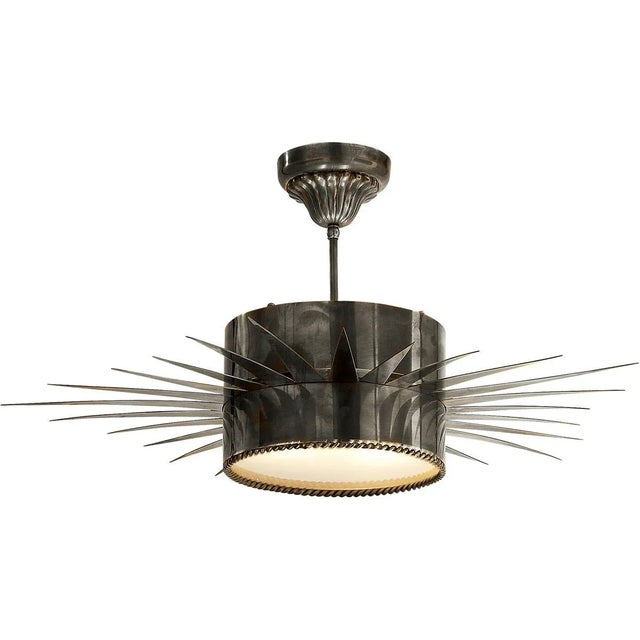 Soleil Large Semi-Flush in Bronze with Frosted Glass Designer: Suzanne Kasler Min. Custom Height: 12" Canopy: 5.25" Round...
