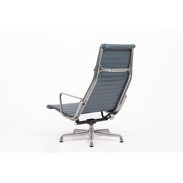Eames Blue Gray Leather Office Lounge Chair for Herman Miller - Pair Available For Sale - Image 12 of 14