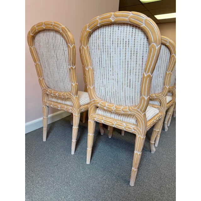 Wood Vintage Regency Serge Roche Style Faux Bois Dining Chairs - Set of 6 For Sale - Image 7 of 10