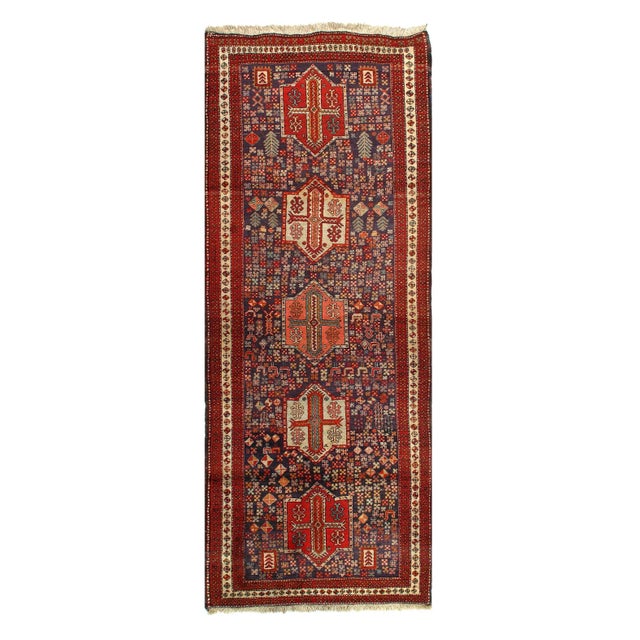 Navy Blue Antique n.w Runner 3'8" X 9'8" 14381 For Sale - Image 4 of 4