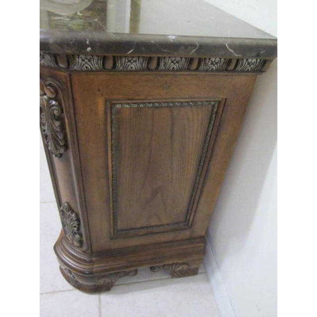 1980s 1980s Nightstand 3 Drawer Marble Top Carved Wood Dark Tone Italian Style For Sale - Image 5 of 9
