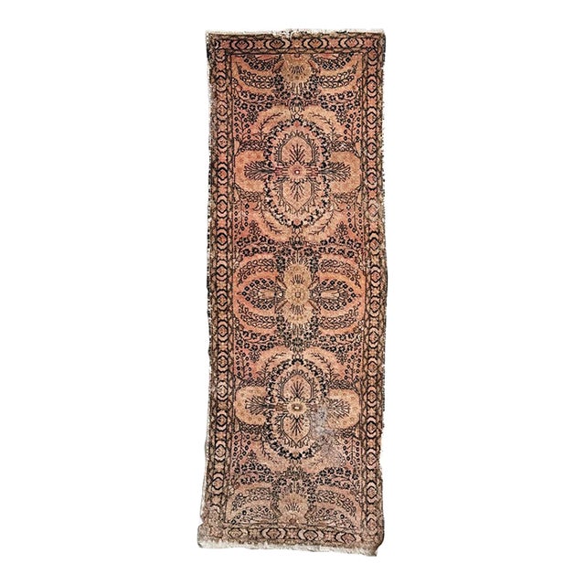 1930s Artistic Worn Sarouk Runner Botanical Dancing Flora Rug 2.7 x 7.9 For Sale