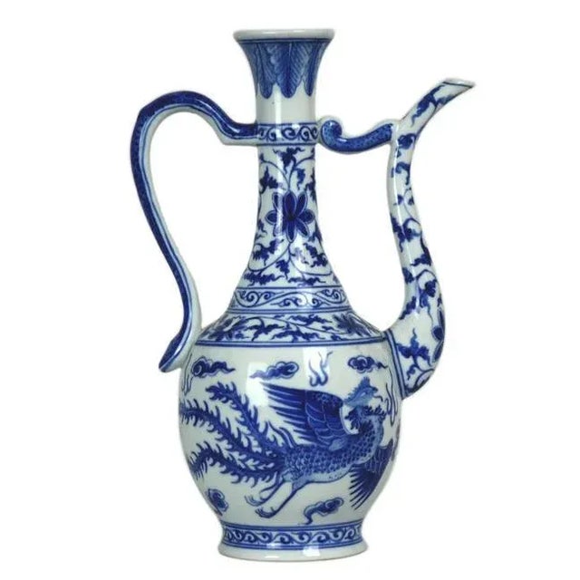 Blue 18th Century Chinese Porcelain Ewer with Marking on the Bottom For Sale - Image 8 of 8