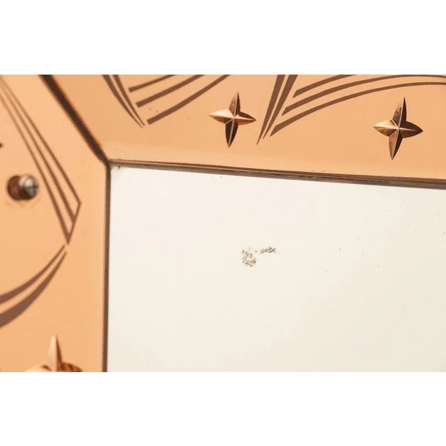 French Art Deco Mirror with Peach Glass Border, 1930 For Sale - Image 3 of 9