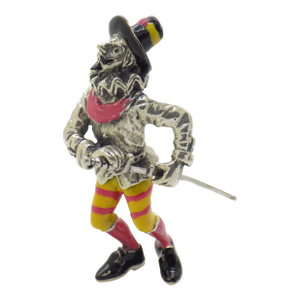 Vintage Italian Silver 800 Angini Branded Enameled "Capitan Spaventa" Commedia Dell'Arte Figurine Tuscany