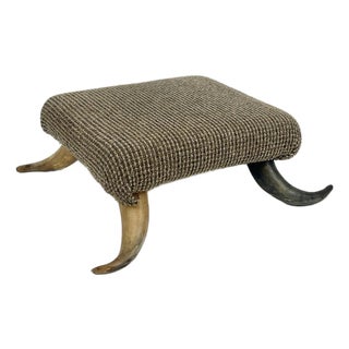 Vintage Horn Leg Footstool Ottoman For Sale