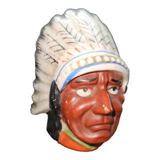 Vintage Ceramic Native American Indian Chief Bank For Sale