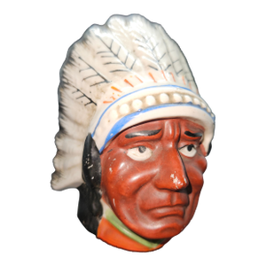 Vintage Ceramic Native American Indian Chief Bank