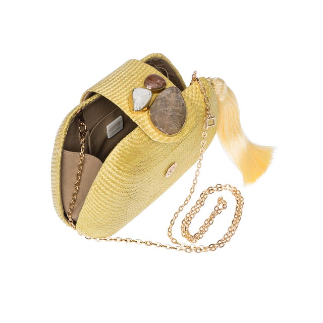 Contemporary Tamu Bean Clutch in Yellow For Sale - Image 3 of 8