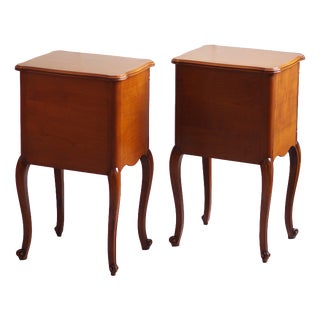 Louis XV Style Cherry Wood Bedside Tables, 1970, Set of 2 For Sale