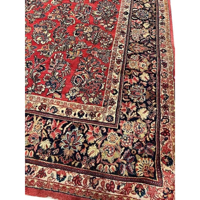Ruby Red 1920s Antique Persian Sarouk Rug For Sale - Image 8 of 9