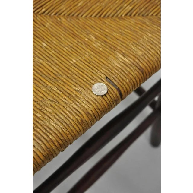 Red Early 20th Century Antique American Primitive Cherry Wood Woven Rush Seat Ladder Back Side Chair For Sale - Image 8 of 11