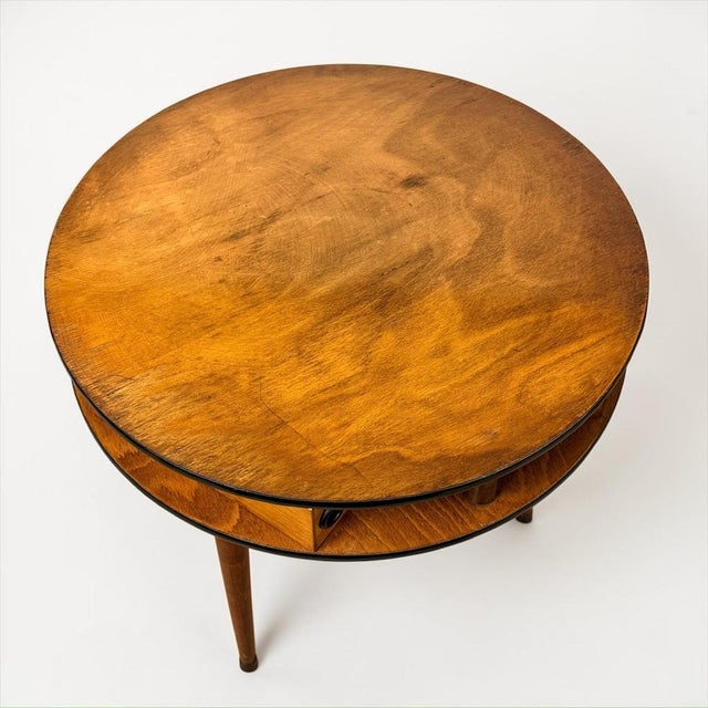 Italian Round Side Tables with Radial Drawers, 1950s, Set of 2 For Sale - Image 13 of 17