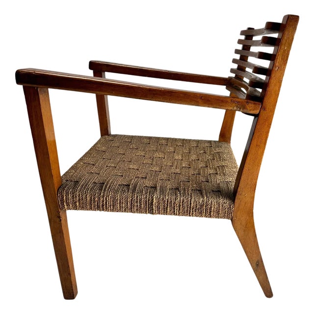 Vintage Italian Wood and Rope Armchair, 1930s For Sale