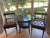 Pair of rich mahogany timeless dining chairs from Henderson’s Aquisiton Collection. Channeled frame of long mahongany...