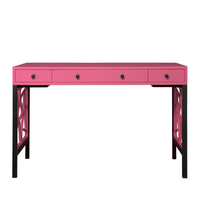 David Francis Tiffany Writing Desk - Pink For Sale - Image 4 of 9