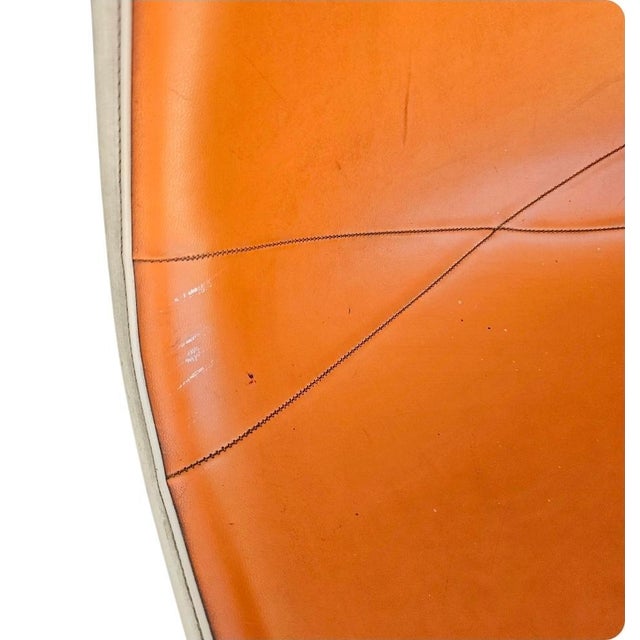 Mid Century Herman Miller Orange Ninyl Upholstered PSC Chair For Sale - Image 11 of 18