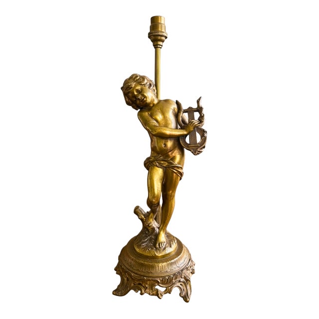 French Gilt Bronze Putti Lamps by Aug. Moreau, 1890s, Set of 2 For Sale - Image 5 of 8