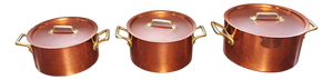 Antique French Copper Stockpots, 1950s, Set of 3