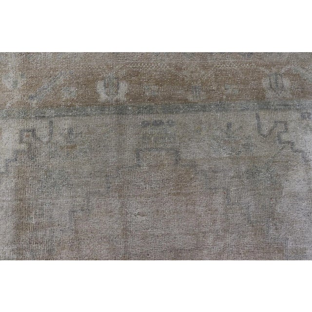 Light Color Oushak Vintage Rug With Pastel Colors in Tan, Green, Butter Yellow and Taupe For Sale - Image 10 of 13
