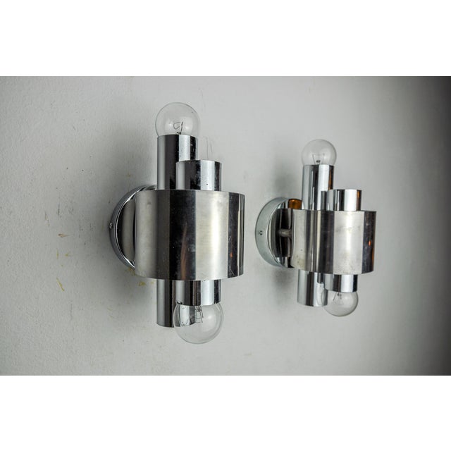 1970s Sconces in Chromed Metal from Sciolari, Italy, 1970, Set of 2 For Sale - Image 5 of 10